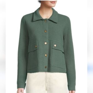 MAGASCHONI Women's Long Sleeve Shacket In Alpine Green